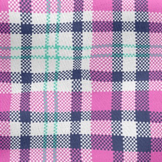 Pink Blue Scottish Pattern Jersey Backed Fleece