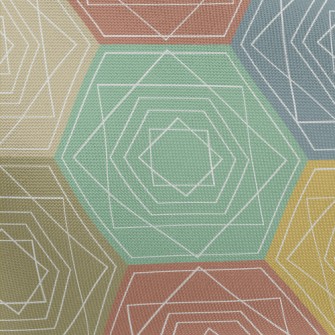 Colorful Hexagons Pongee