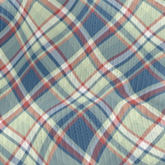 Red Grid On Blue Background Stretch Jersey