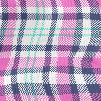 Pink Blue Scottish Pattern Stretch Jersey