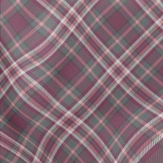 Pink Diagonal Grid Lightweight Cotton Poplin