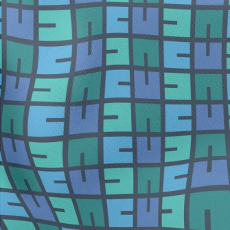 Blue And Green Puzzle Lightweight Cotton Poplin