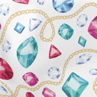 Gold Chain And Beautiful Gemst Lightweight Cotton Poplin