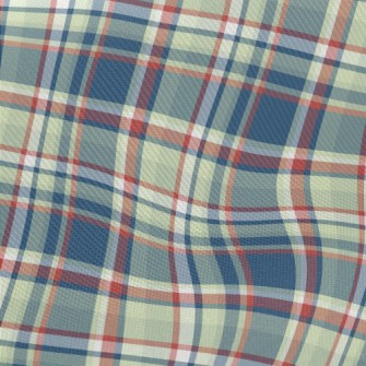 Red Grid On Blue Background Midweight Cotton Poplin