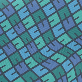 Blue And Green Puzzle Midweight Cotton Poplin