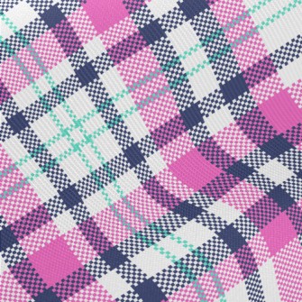 Pink Blue Scottish Pattern Midweight Cotton Poplin