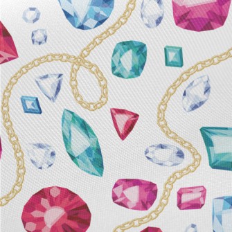 Gold Chain And Beautiful Gemst Midweight Cotton Poplin