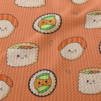Japanese Cute Sushi Rolls Birdseye Piqué