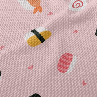 Cute Sushi And Fish Plate Birdseye Piqué