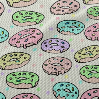 Colorful Cartoon Donuts Birdseye Piqué