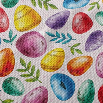 Watercolor Hand Painted Easter Birdseye Piqué