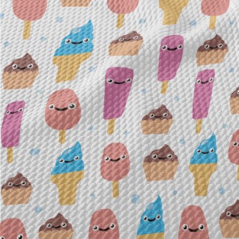 Cartoon Smiling Ice Cream Birdseye Piqué