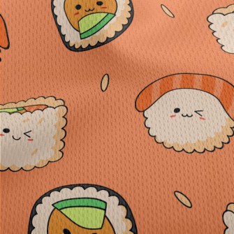 Japanese Cute Sushi Rolls Athletic Mesh Flat Back