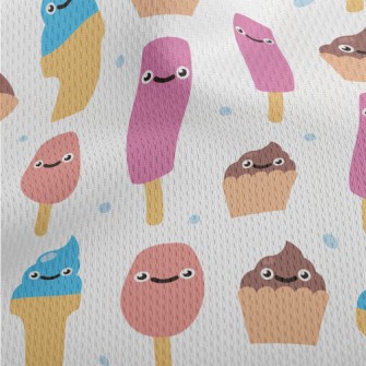 Cartoon Smiling Ice Cream Athletic Mesh Flat Back