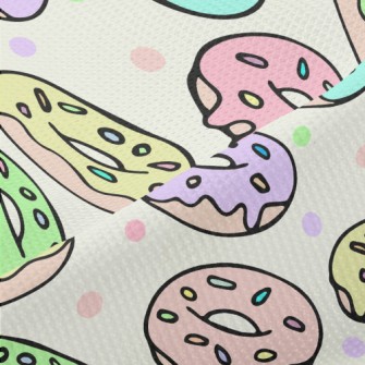Colorful Cartoon Donuts Piqué