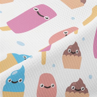 Cartoon Smiling Ice Cream Piqué