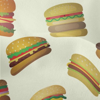 Cartoon Various Burgers Lightweight Performance Linen