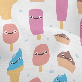 Cartoon Smiling Ice Cream Lightweight Performance Linen