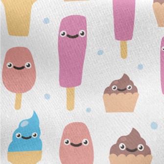 Cartoon Smiling Ice Cream Jersey Backed Fleece