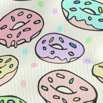 Colorful Cartoon Donuts Stretch Jersey