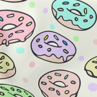 Colorful Cartoon Donuts Lightweight Cotton Poplin