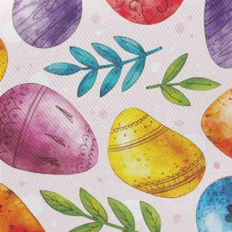 Watercolor Hand Painted Easter Midweight Cotton Poplin