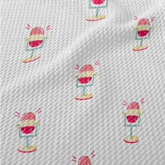 Pink Cartoon Microphone Birdseye Piqué