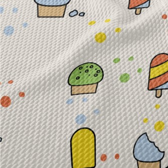 Cartoon Dessert Pattern Birdseye Piqué