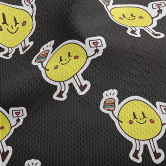 Smiling Face Holding Burger Athletic Mesh Flat Back
