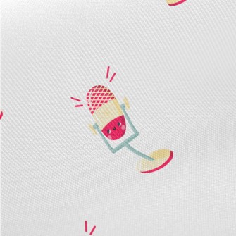 Pink Cartoon Microphone Twill