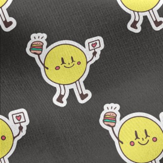 Smiling Face Holding Burger Jersey Backed Fleece