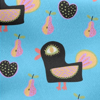 Folk Style Bird Jersey Backed Fleece