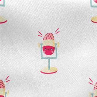 Pink Cartoon Microphone Jersey Backed Fleece