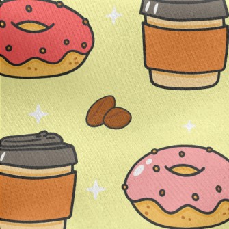 Pink Donut And Coffee Jersey Backed Fleece