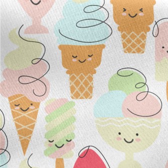 Smiley Face Ice Cream Jersey Backed Fleece