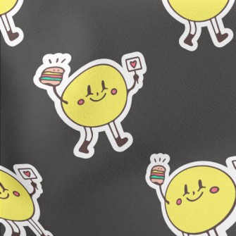 Smiling Face Holding Burger Lightweight Cotton Poplin