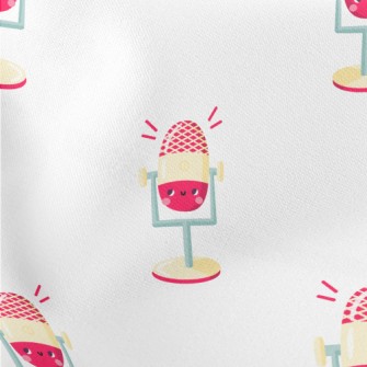 Pink Cartoon Microphone Lightweight Cotton Poplin