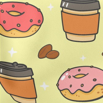 Pink Donut And Coffee Lightweight Cotton Poplin