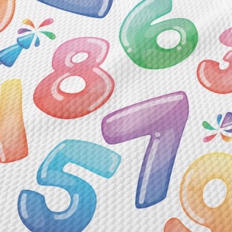 Colorful Balloon Numbers Birdseye Piqué