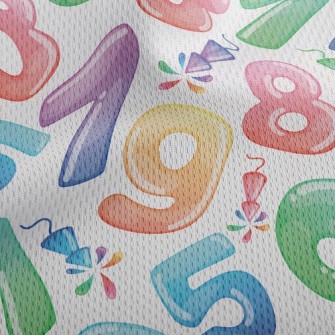 Colorful Balloon Numbers Athletic Mesh Flat Back