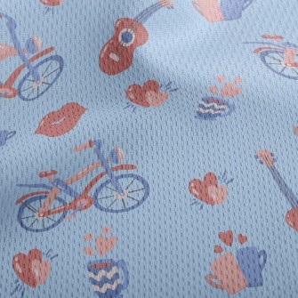 Couple In Love With Guitar Athletic Mesh Flat Back