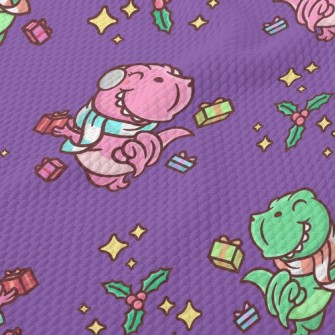 Excited Christmas Dinosaurs Birdseye Piqué