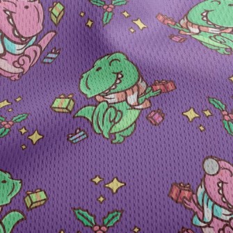 Excited Christmas Dinosaurs Athletic Mesh Flat Back