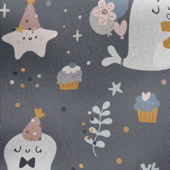 Cute Whale Holding Gift Jersey Backed Fleece