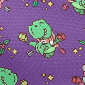 Excited Christmas Dinosaurs Pongee