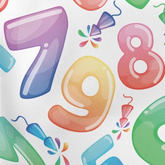 Colorful Balloon Numbers Lightweight Cotton Poplin