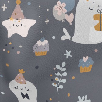 Cute Whale Holding Gift Lightweight Cotton Poplin