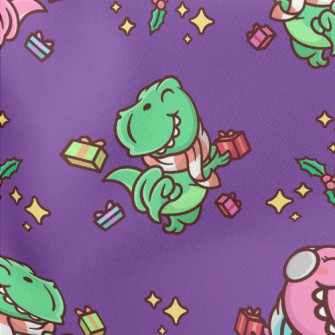Excited Christmas Dinosaurs Lightweight Cotton Poplin