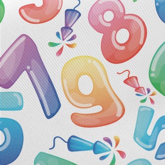 Colorful Balloon Numbers Midweight Cotton Poplin