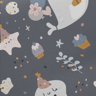 Cute Whale Holding Gift Midweight Cotton Poplin